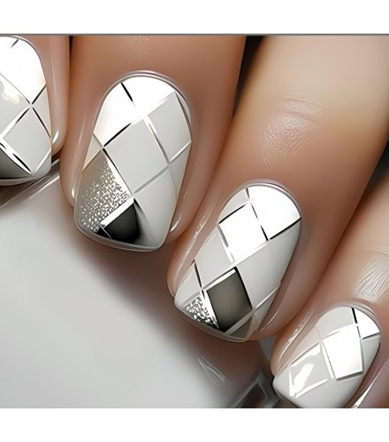 NA107 - Europe  piece gray rhombus false Nails
